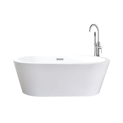 Lure 59 in White Freestanding Acrylic Flatbottom Soaking Bathtub
