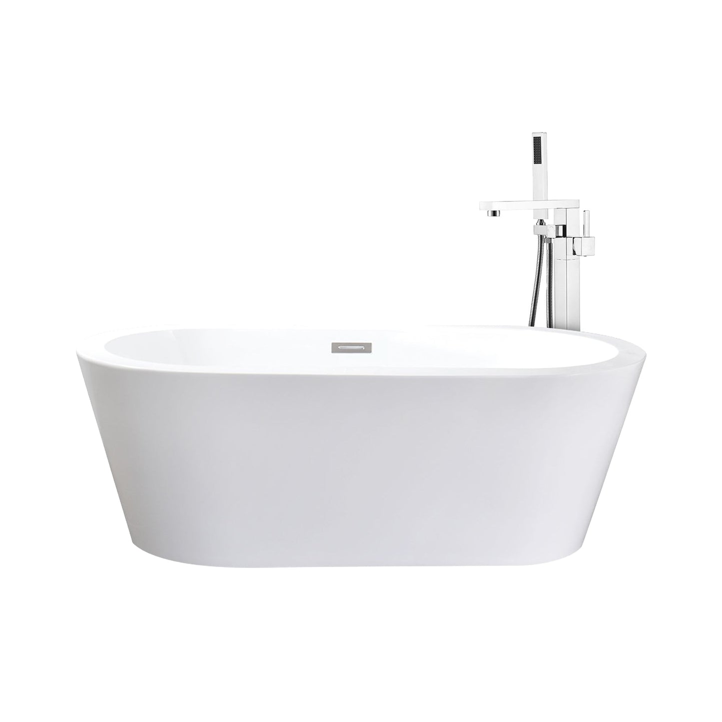 Lure 59 in White Freestanding Acrylic Flatbottom Soaking Bathtub