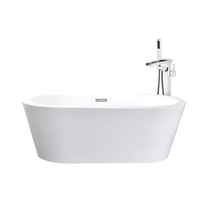 Lure 67 in White Freestanding Acrylic Flatbottom Soaking Bathtub