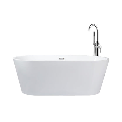 Melina 59 in White Freestanding Acrylic Flatbottom Soaking Bathtub