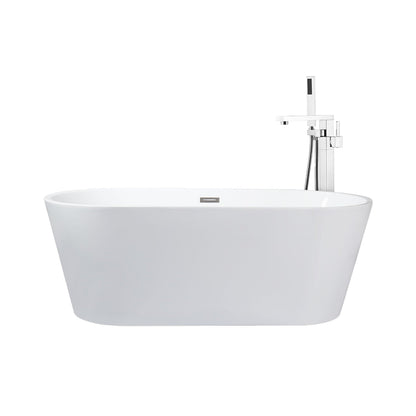 Melina 59 in White Freestanding Acrylic Flatbottom Soaking Bathtub