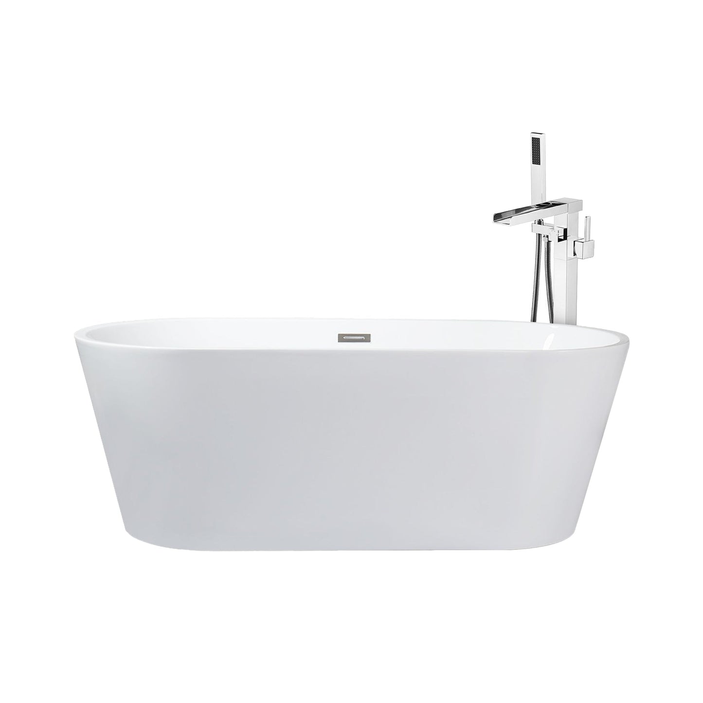 Melina 63 in White Freestanding Acrylic Flatbottom Soaking Bathtub