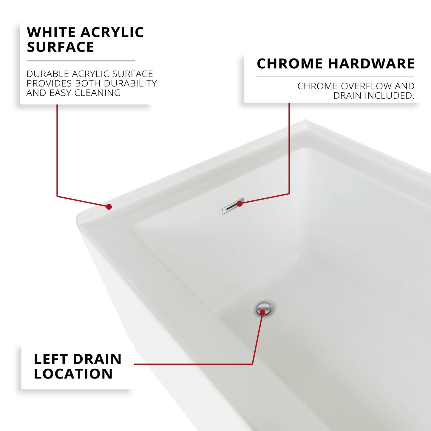 Lexora Provenza 60" x 30" Alcove Soaking Bathtub in White – Left or Right Drain (LBPV6030)