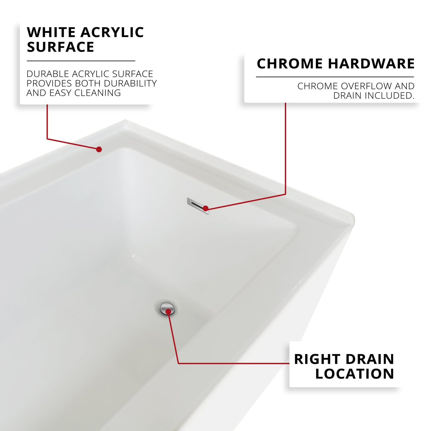 Lexora Provenza 60" x 30" Alcove Soaking Bathtub in White – Left or Right Drain (LBPV6030)