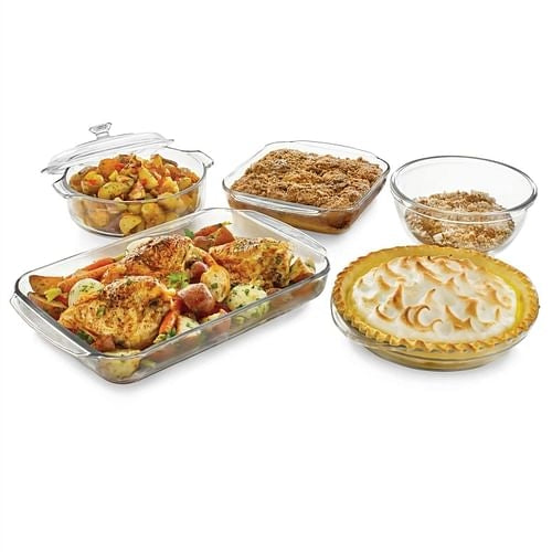 6-Piece Glass Bakeware Casserole Baking Dish Set - Microwave and Oven | Kitchen + Metal