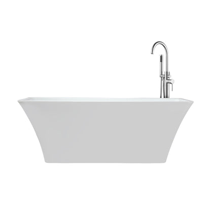 Vinter 59 in White Freestanding Acrylic Flatbottom Soaking Bathtub