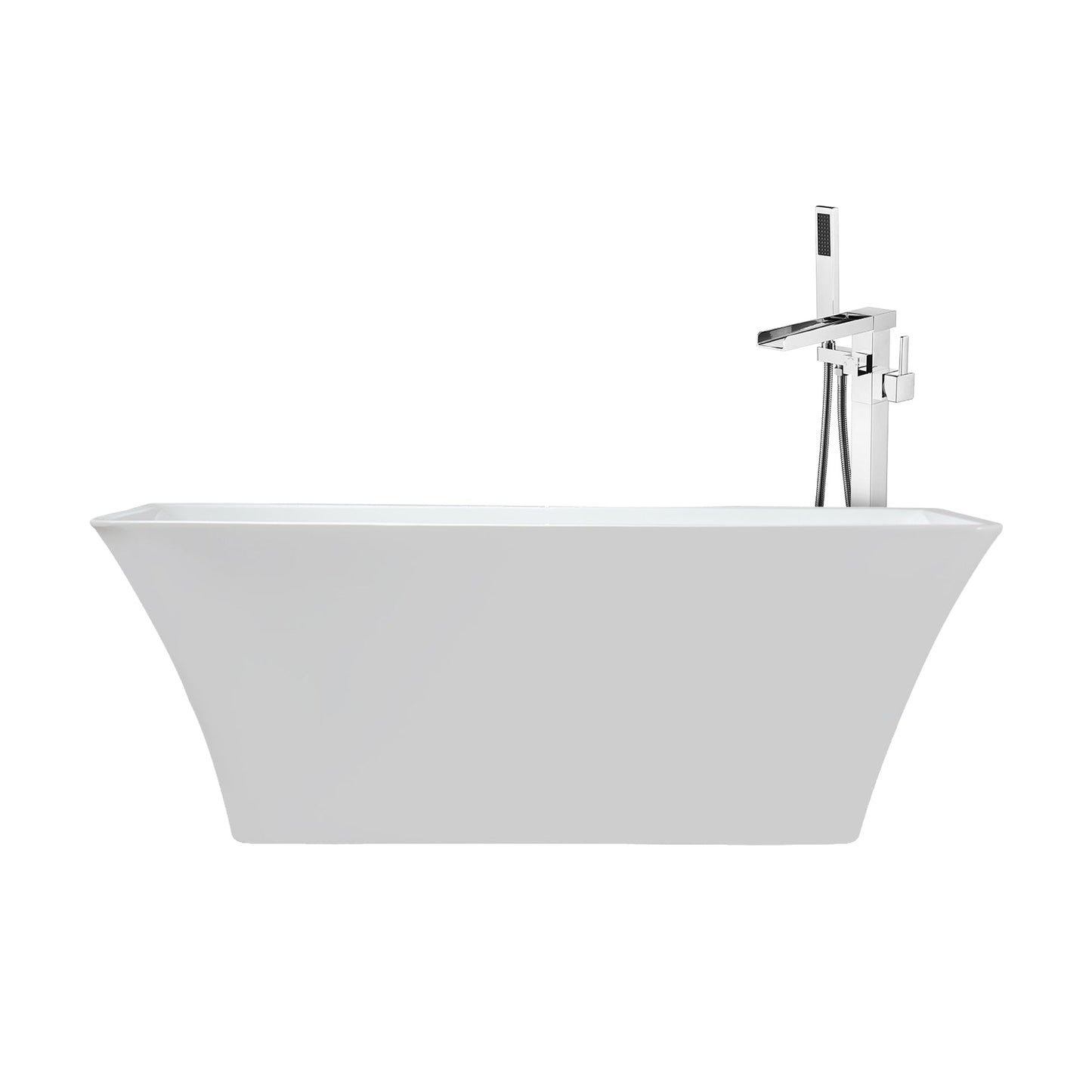 Vinter 67 in White Freestanding Acrylic Flatbottom Soaking Bathtub