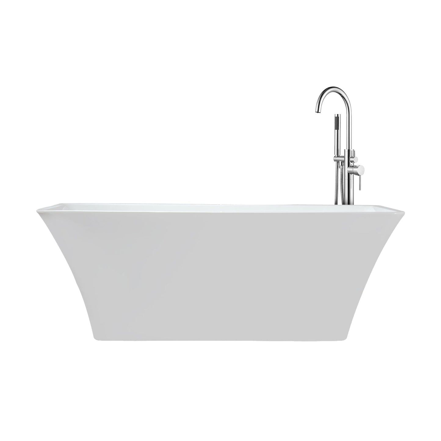 Vinter 67 in White Freestanding Acrylic Flatbottom Soaking Bathtub