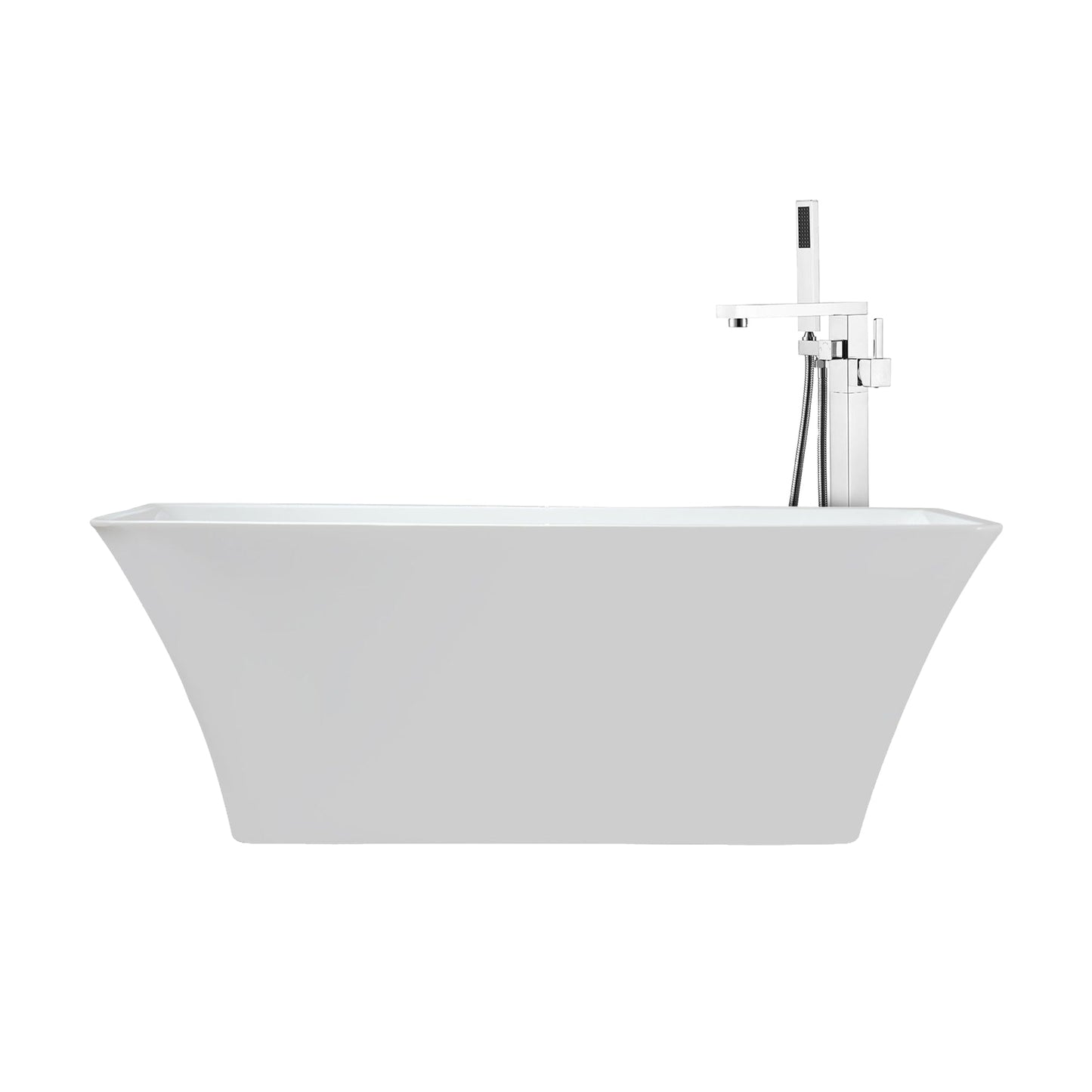 Vinter 67 in White Freestanding Acrylic Flatbottom Soaking Bathtub