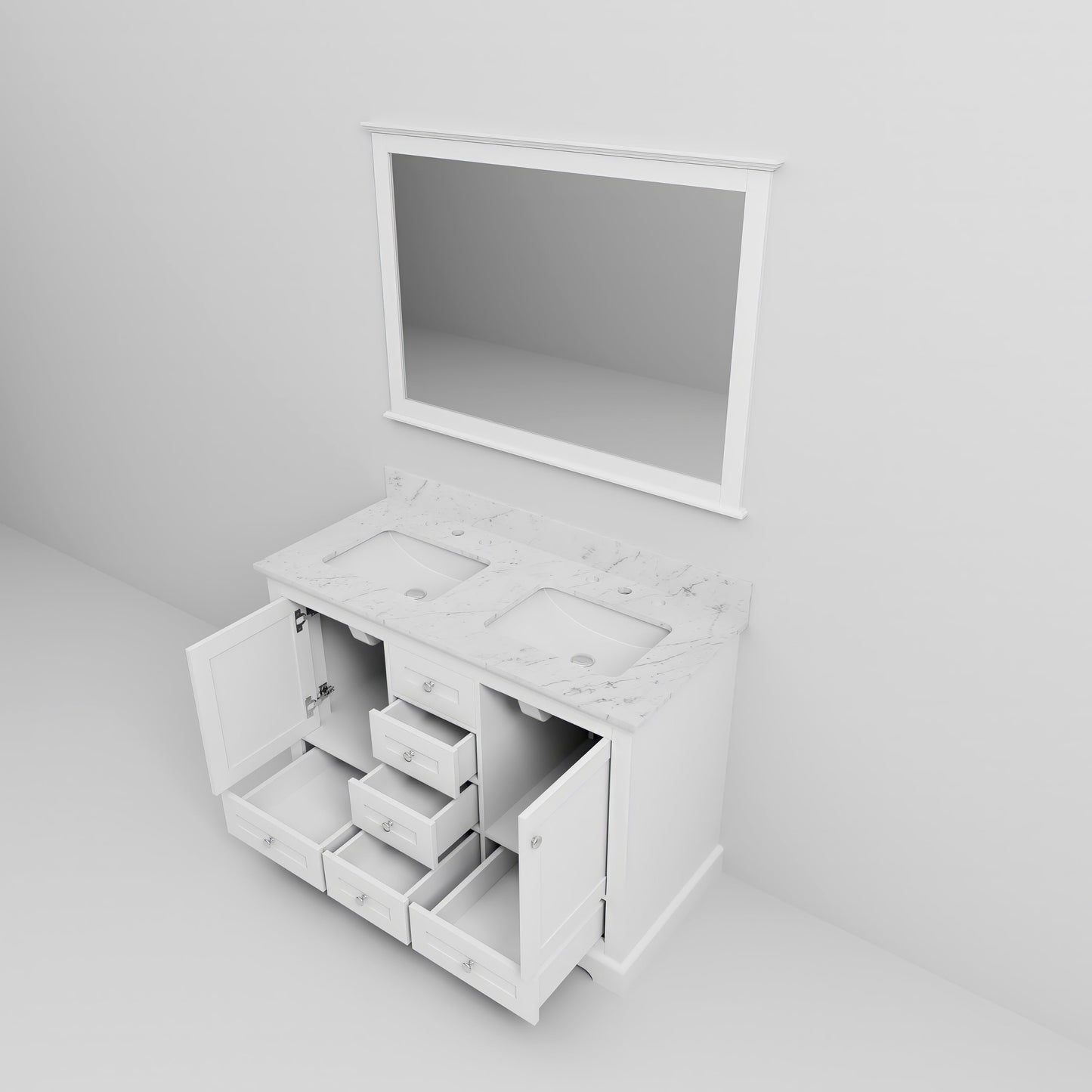Dukes 48 in. W x 22 in. D White Double Bath Vanity