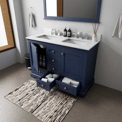 Dukes 48 in. W x 22 in. D Navy Blue Double Bath Vanity