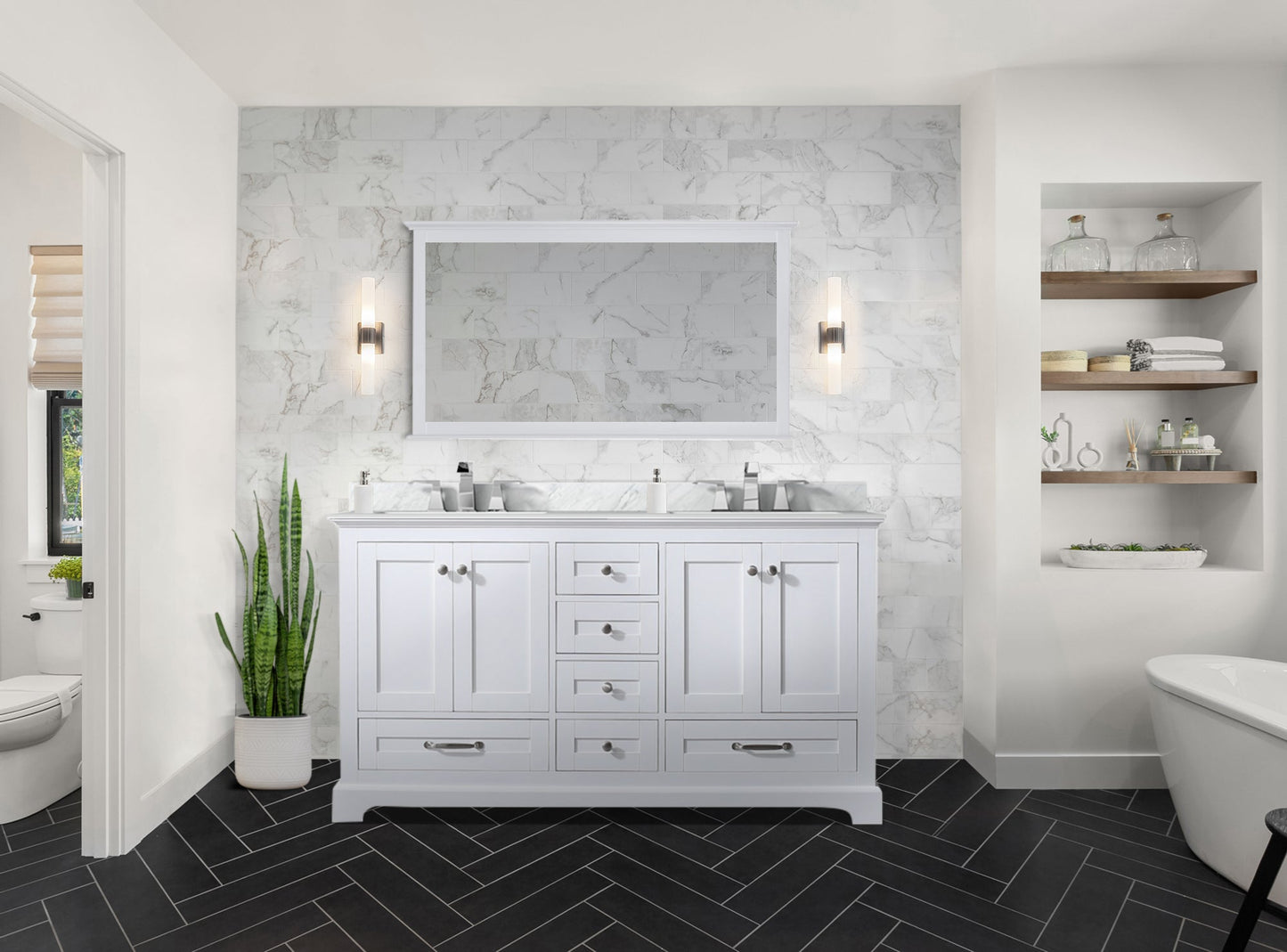 Dukes 60 in. W x 22 in. D White Double Bath Vanity