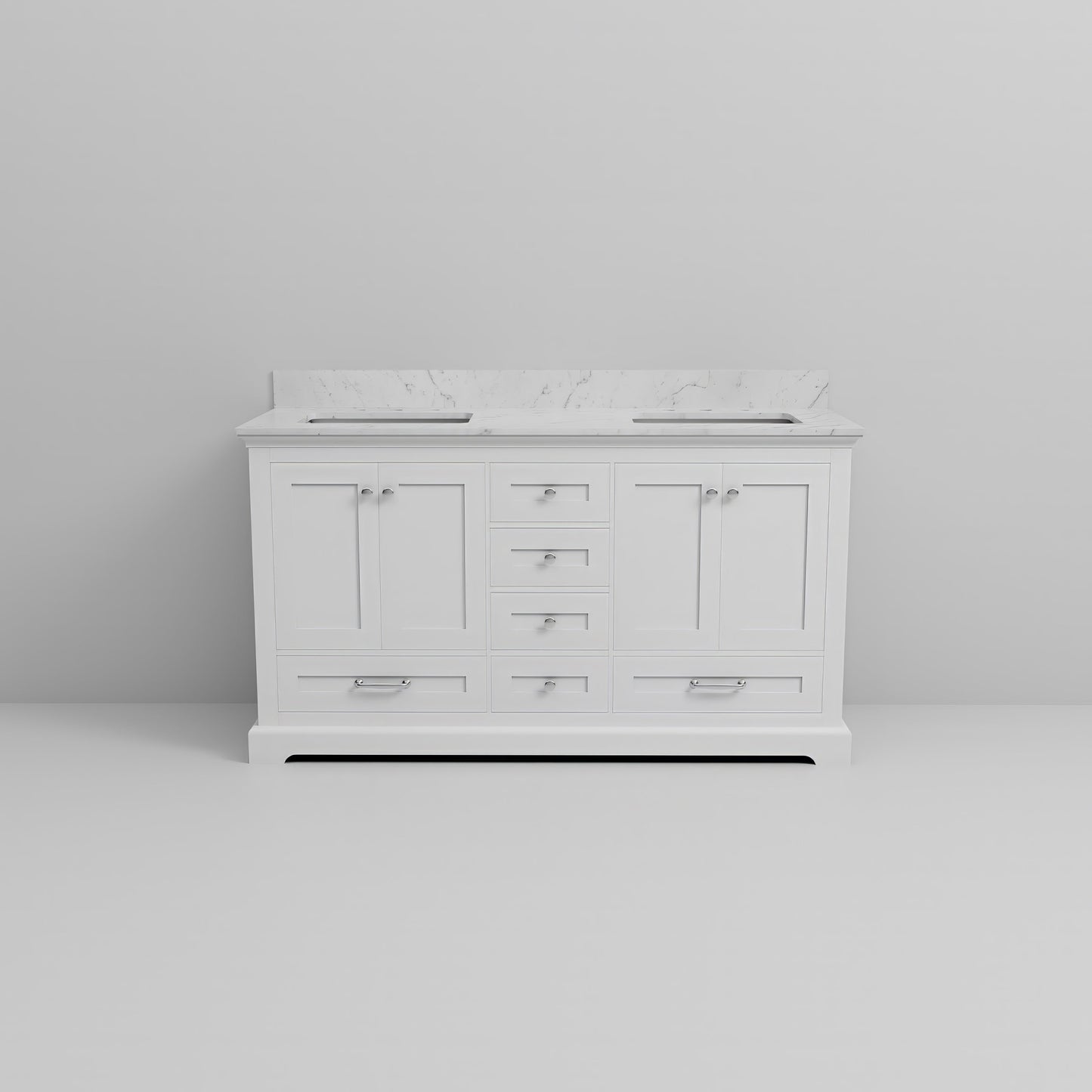 Dukes 60 in. W x 22 in. D White Double Bath Vanity