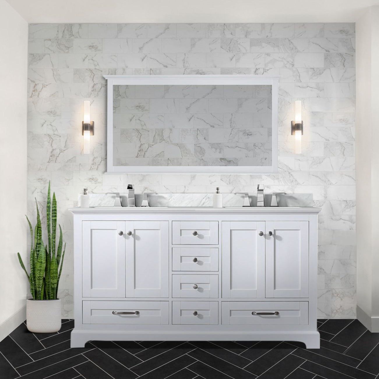 Dukes 60 in. W x 22 in. D White Double Bath Vanity