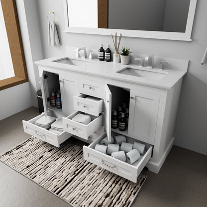 Dukes 60 in. W x 22 in. D White Double Bath Vanity