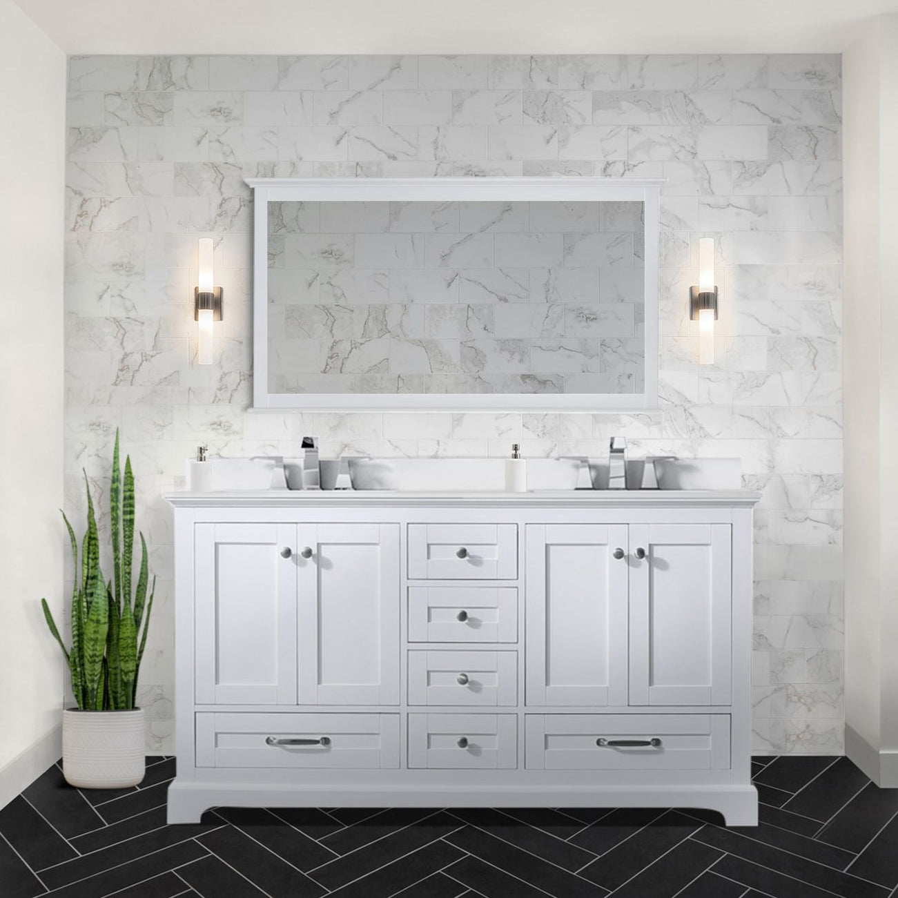 Dukes 60 in. W x 22 in. D White Double Bath Vanity