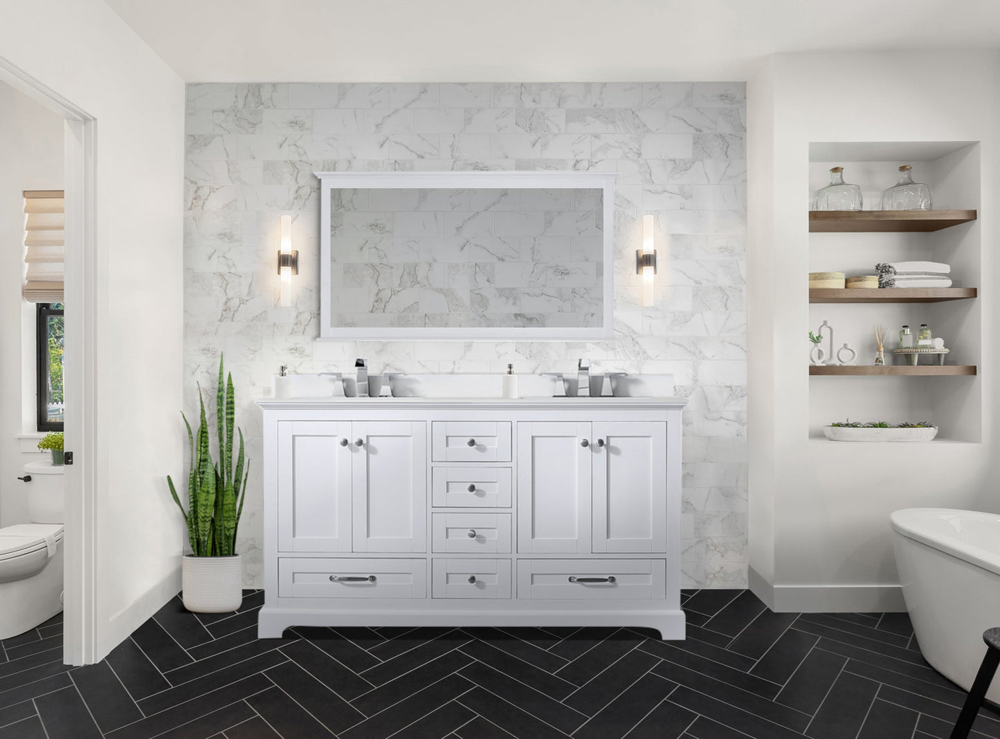 Dukes 60 in. W x 22 in. D White Double Bath Vanity