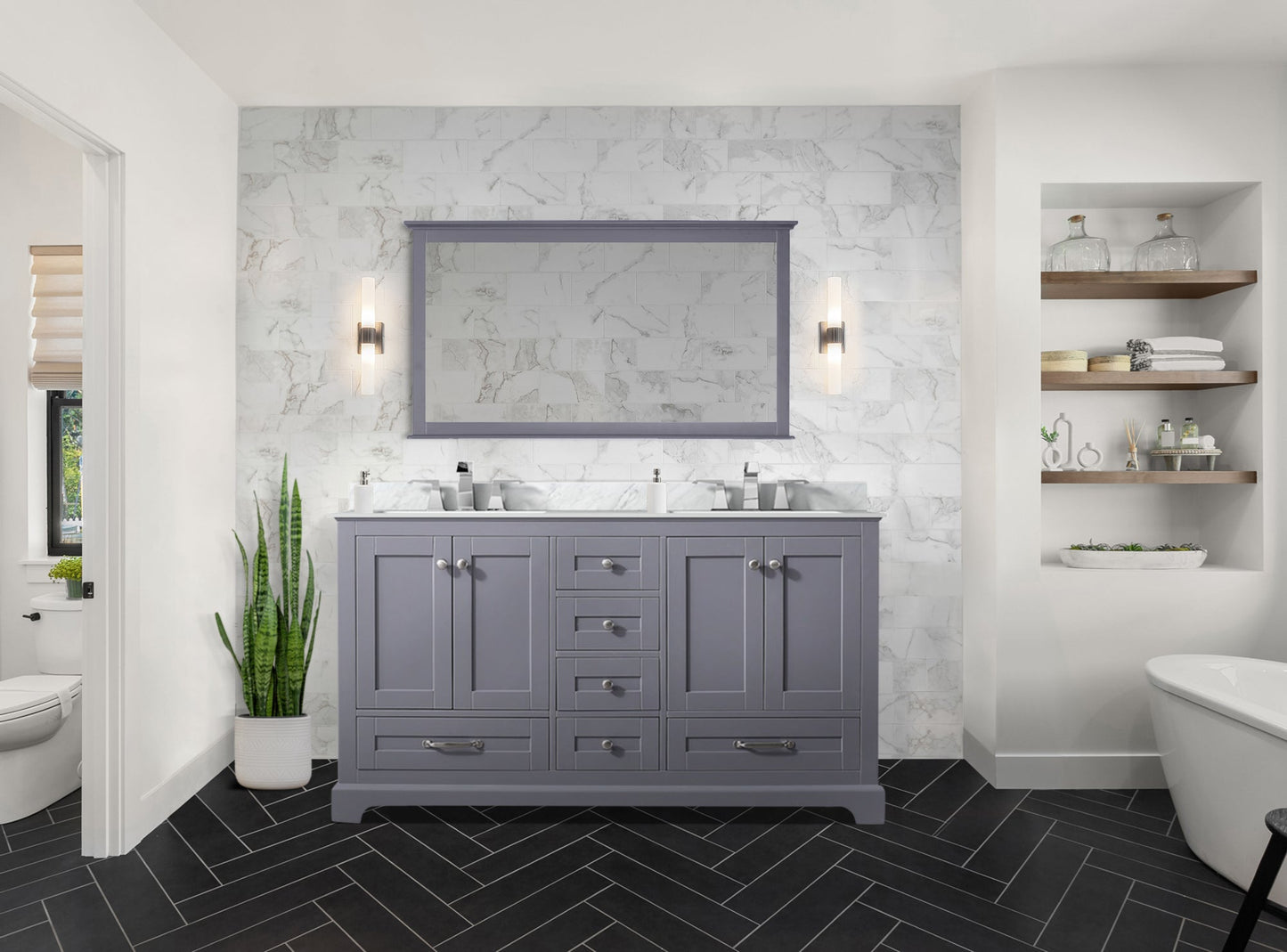 Dukes 60 in. W x 22 in. D Dark Grey Double Bath Vanity