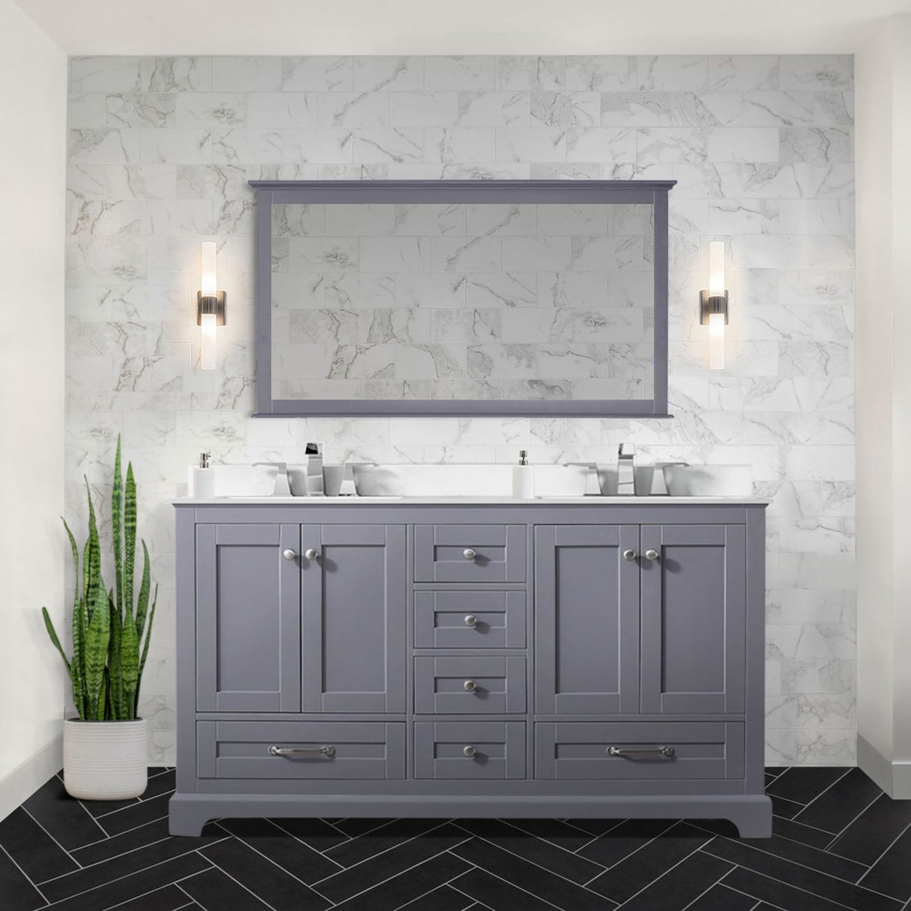 Dukes 60 in. W x 22 in. D Dark Grey Double Bath Vanity