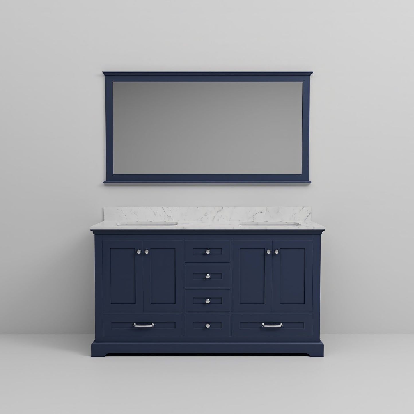 Dukes 60 in. W x 22 in. D Navy Blue Double Bath Vanity