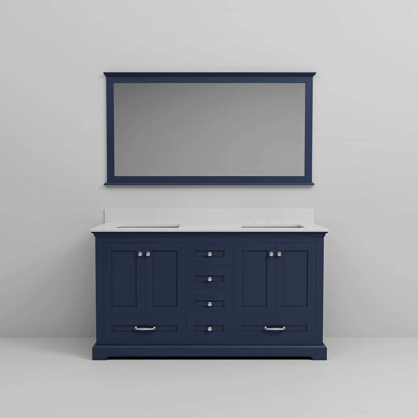 Dukes 60 in. W x 22 in. D Navy Blue Double Bath Vanity