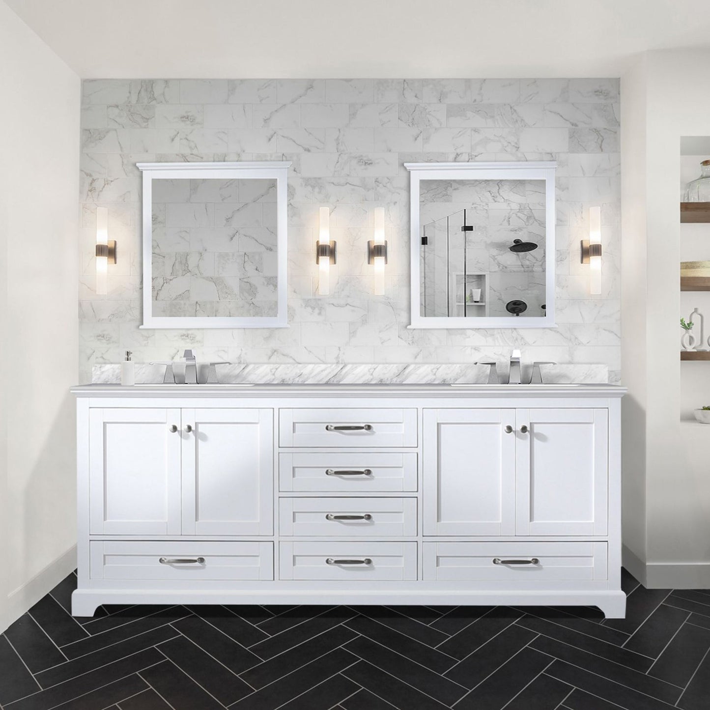 Dukes 80 in. W x 22 in. D White Double Bath Vanity