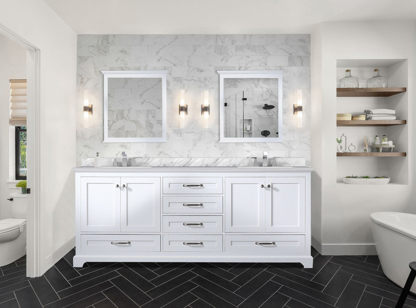 Dukes 80 in. W x 22 in. D White Double Bath Vanity