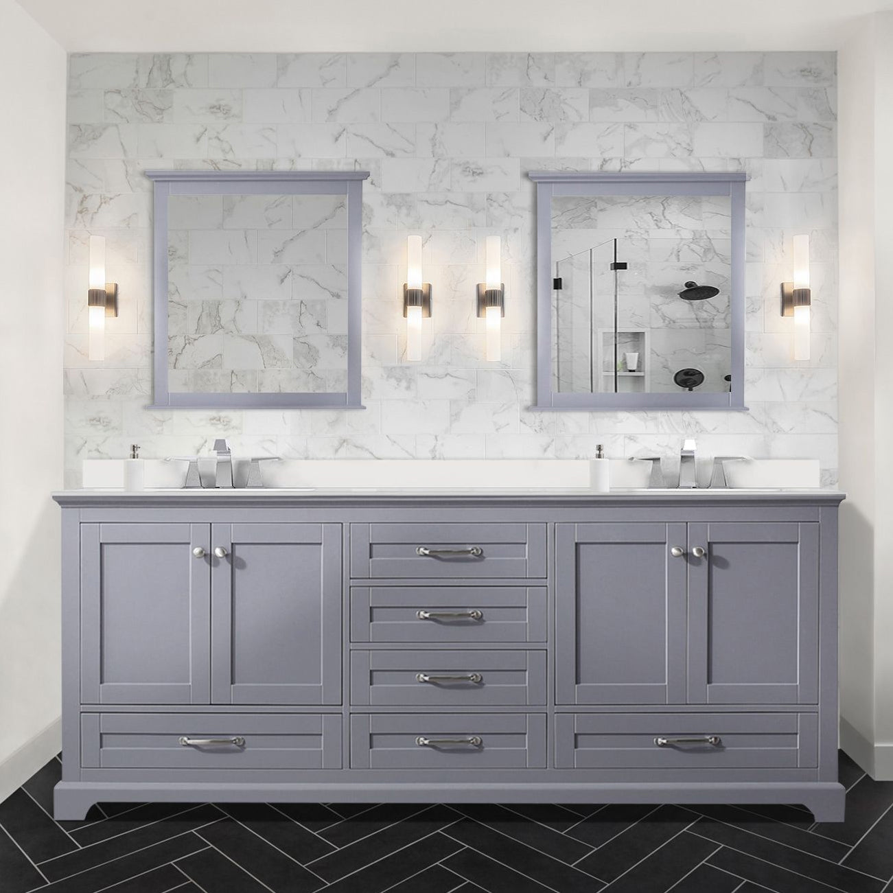 Dukes 80 in. W x 22 in. D Dark Grey Double Bath Vanity