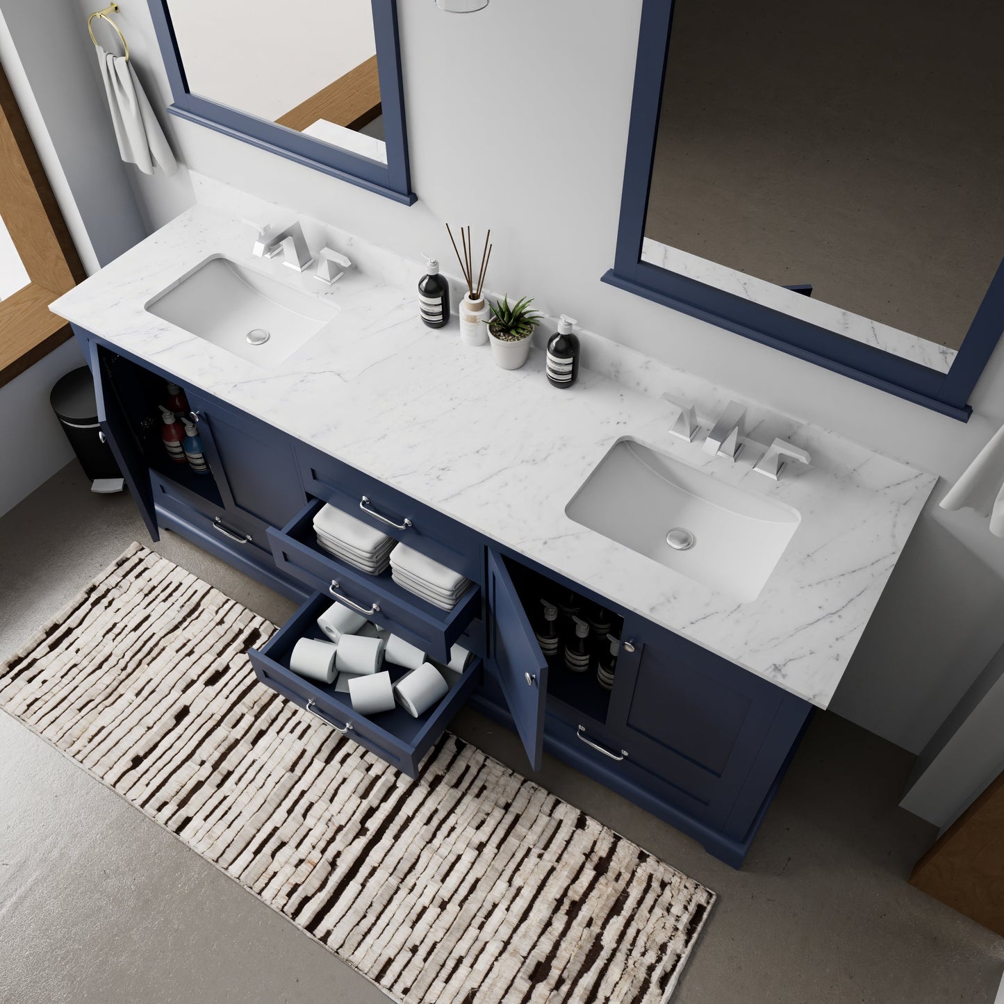 Dukes 80 in. W x 22 in. D Navy Blue Double Bath Vanity