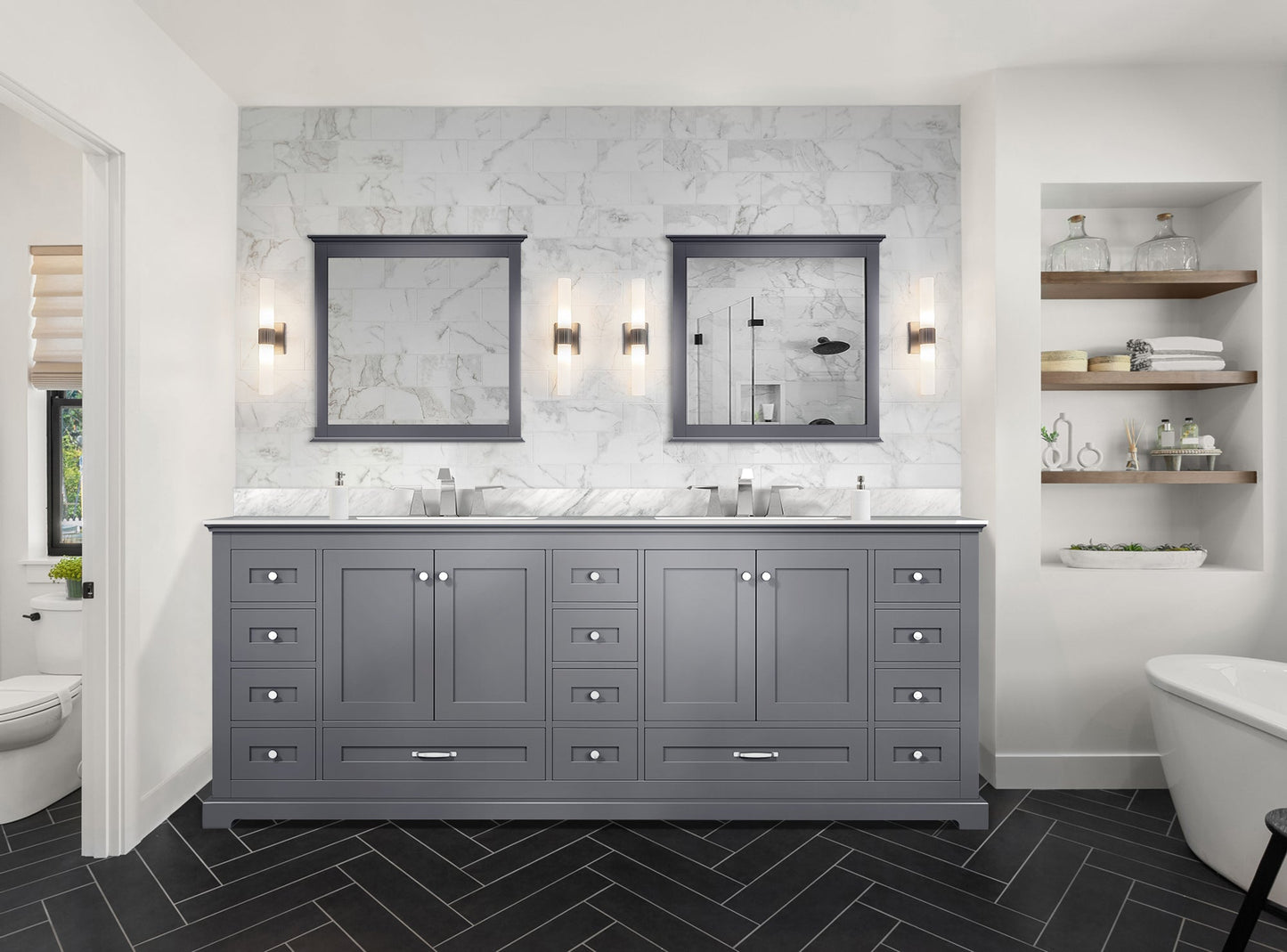 Dukes 84 in. W x 22 in. D Dark Grey Double Bath Vanity