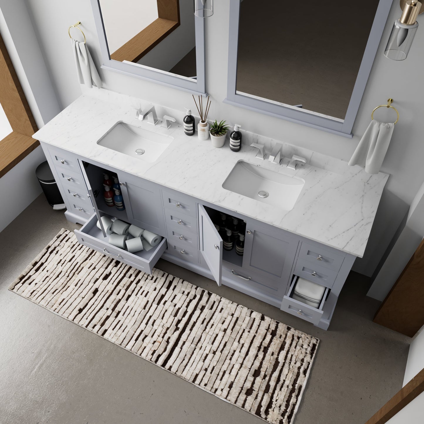 Dukes 84 in. W x 22 in. D Dark Grey Double Bath Vanity