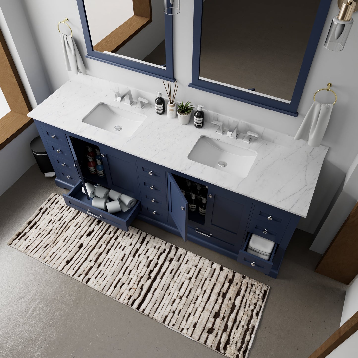 Dukes 84 in. W x 22 in. D Navy Blue Double Bath Vanity