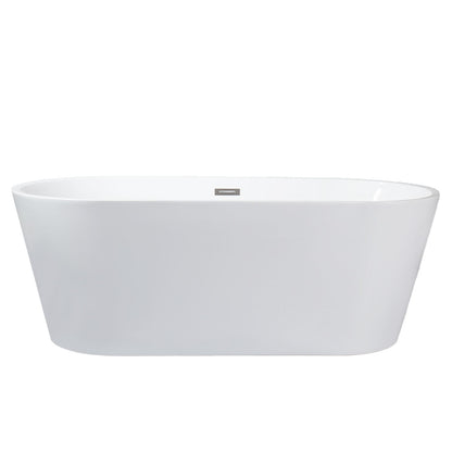 Melina 59 in White Freestanding Acrylic Flatbottom Soaking Bathtub