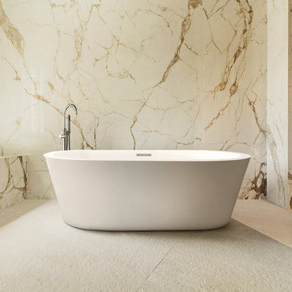 Lure 67 in White Freestanding Acrylic Flatbottom Soaking Bathtub
