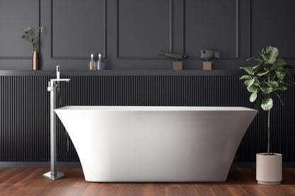 Vinter 59 in White Freestanding Acrylic Flatbottom Soaking Bathtub