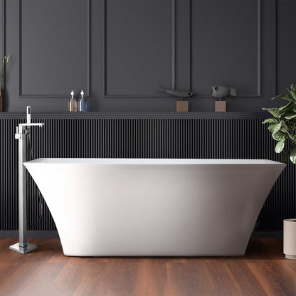 Vinter 59 in White Freestanding Acrylic Flatbottom Soaking Bathtub