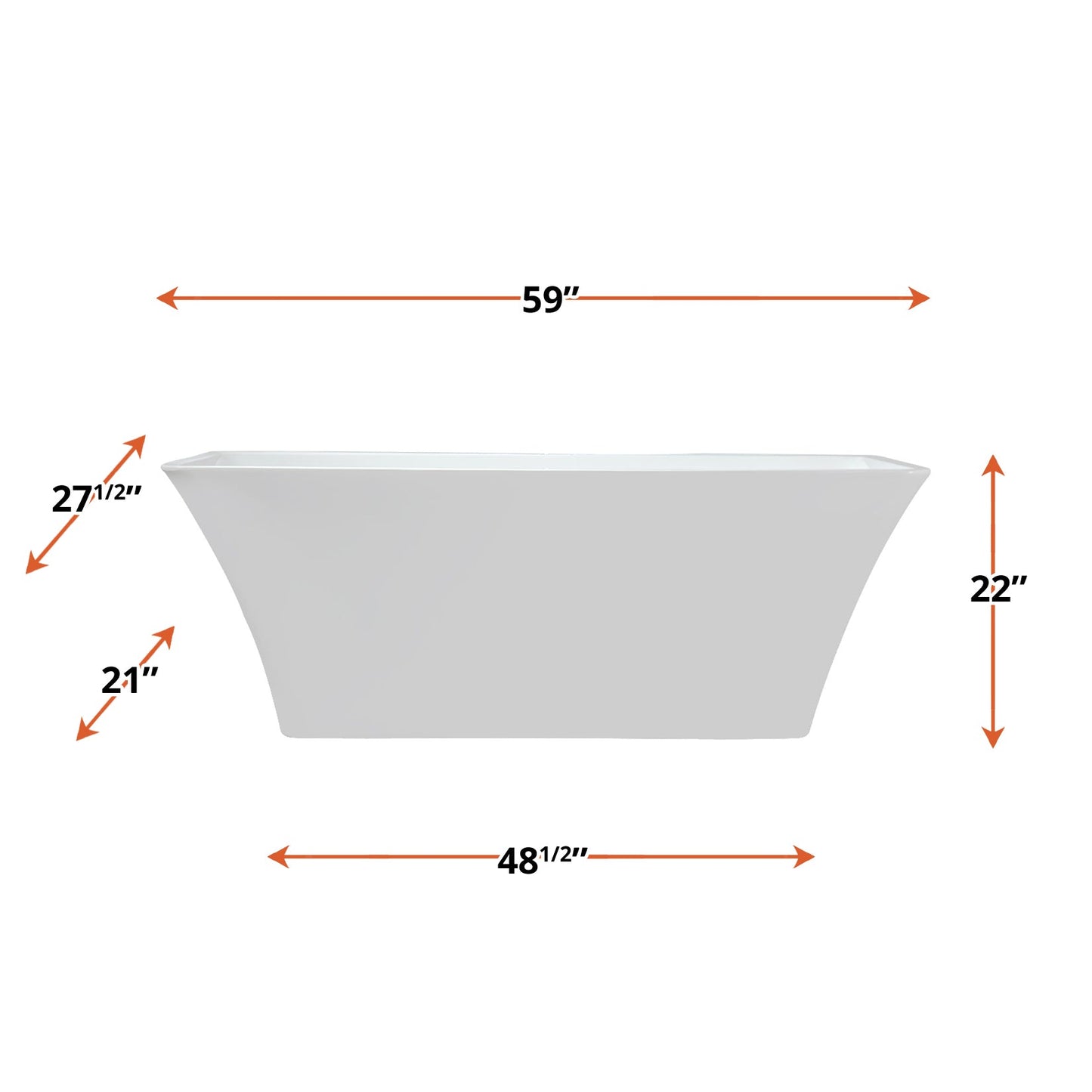Vinter 59 in White Freestanding Acrylic Flatbottom Soaking Bathtub