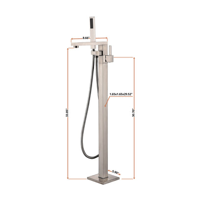 Mare Single Handle Freestanding Floor Mount Tub Faucet Bathtub Filler with Hand Shower