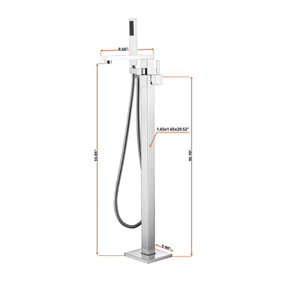Mare Single Handle Freestanding Floor Mount Tub Faucet Bathtub Filler with Hand Shower