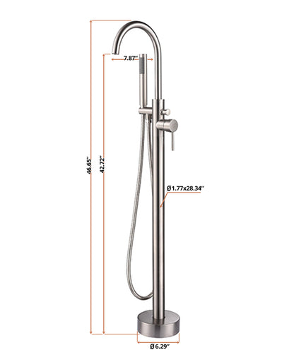 Lago Single Handle Freestanding Floor Mount Tub Faucet Bathtub Filler with Hand Shower