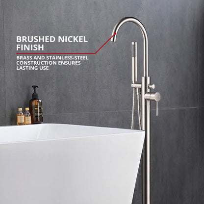 Lago Single Handle Freestanding Floor Mount Tub Faucet Bathtub Filler with Hand Shower