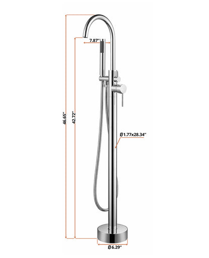 Lago Single Handle Freestanding Floor Mount Tub Faucet Bathtub Filler with Hand Shower