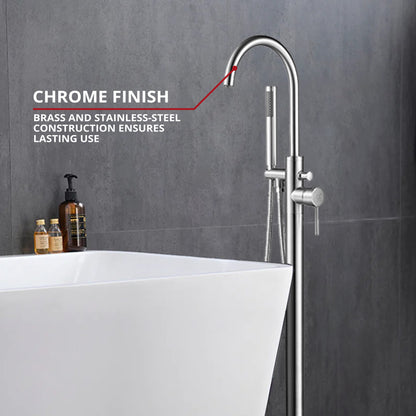 Lago Single Handle Freestanding Floor Mount Tub Faucet Bathtub Filler with Hand Shower