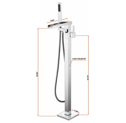 Cascata Single Handle Freestanding Floor Mount Tub Faucet Bathtub Filler with Hand Shower
