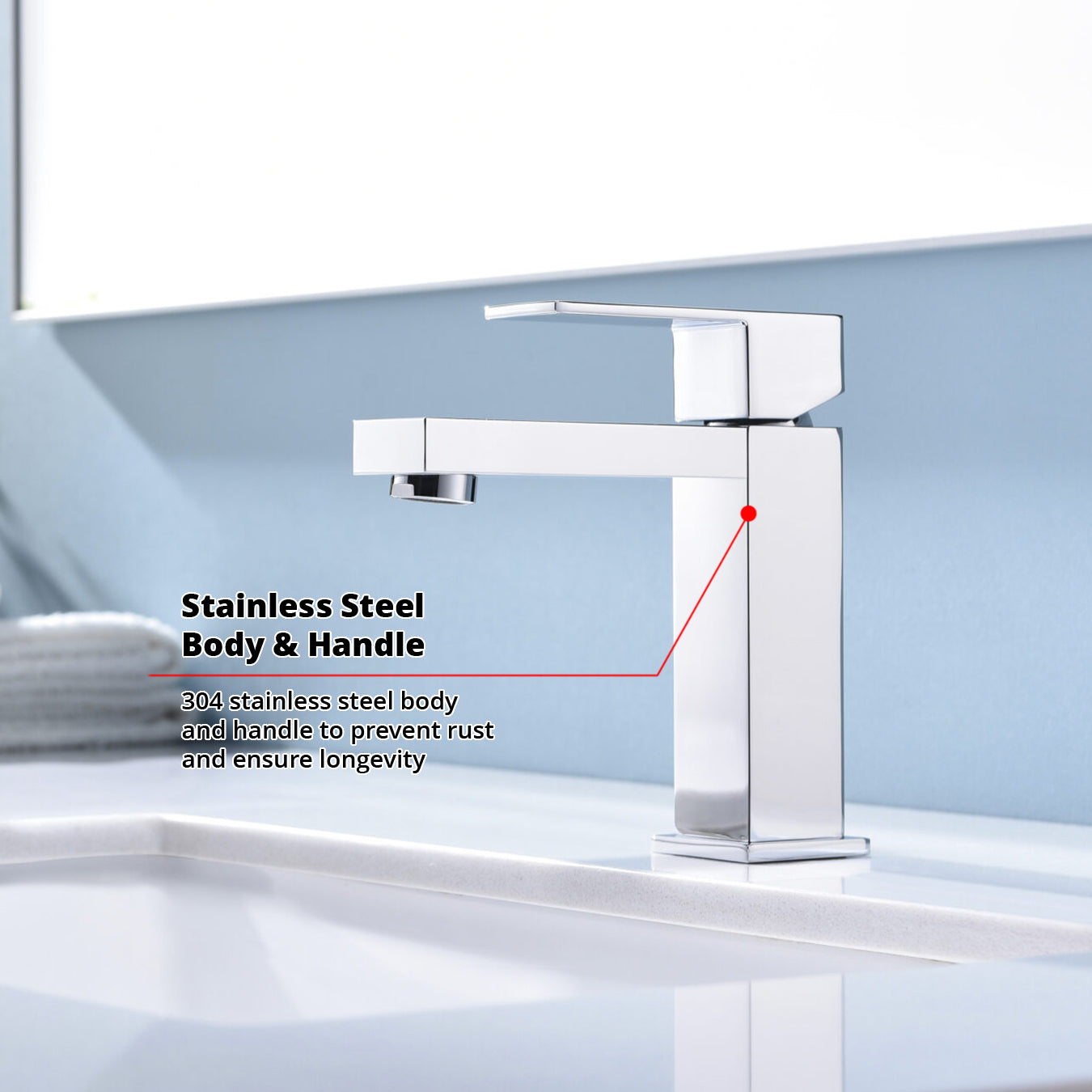 Monte Single Hole Stainless Steel Bathroom Faucet