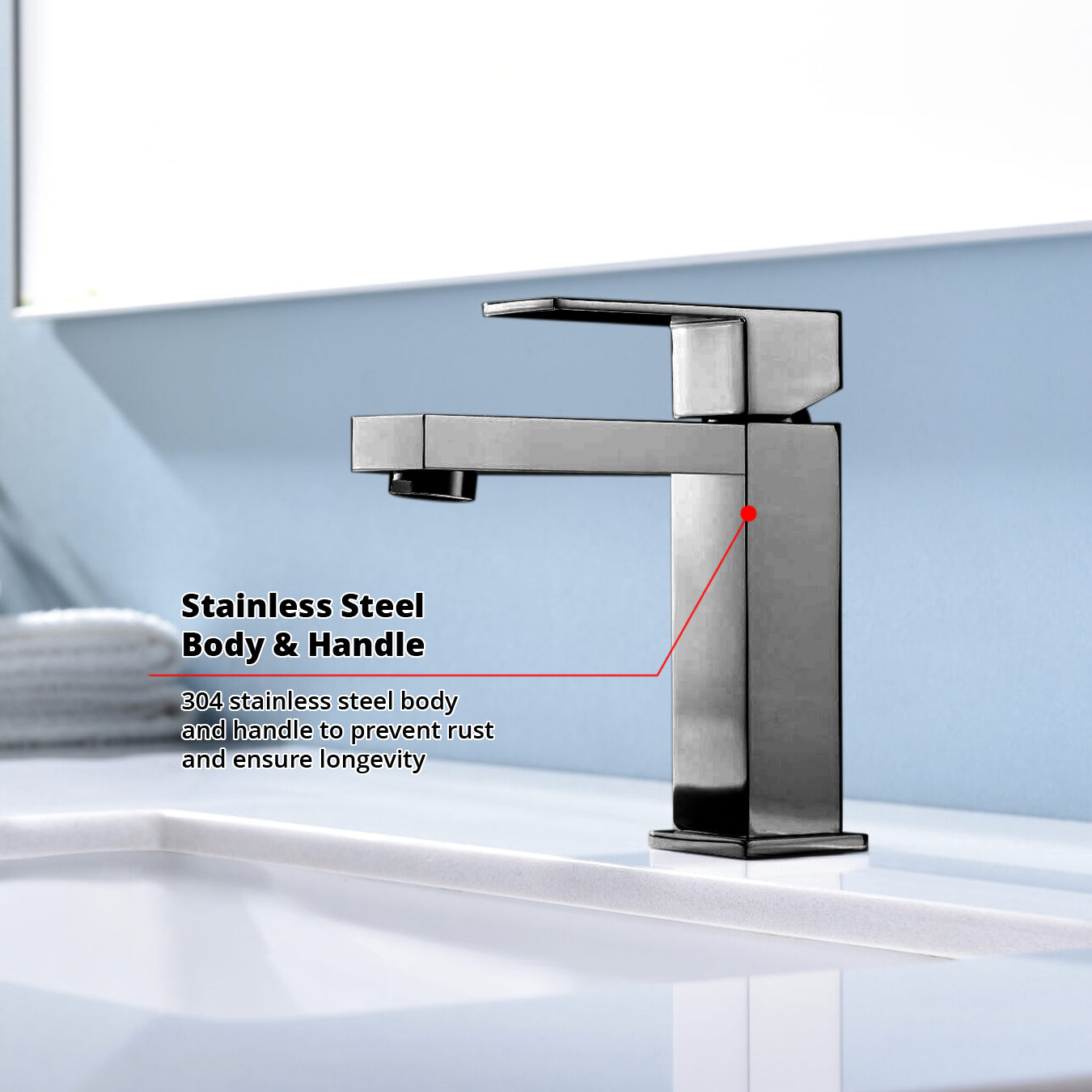 Monte Single Hole Stainless Steel Bathroom Faucet