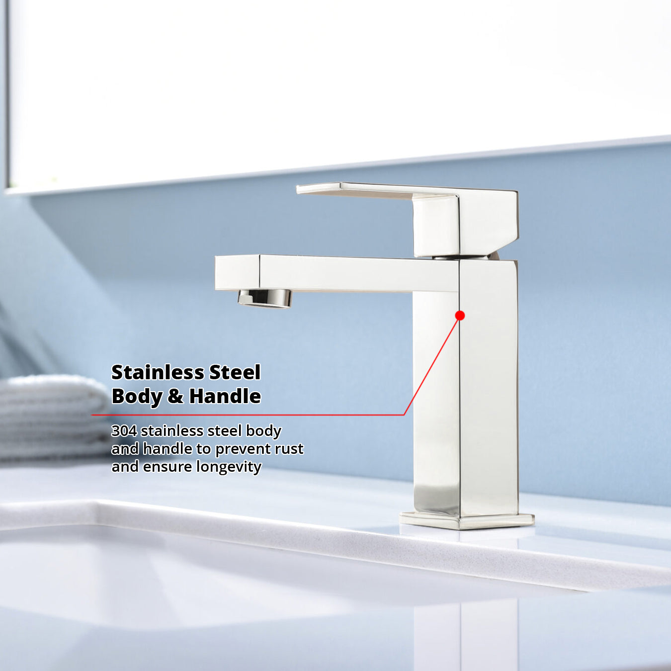 Monte Single Hole Stainless Steel Bathroom Faucet