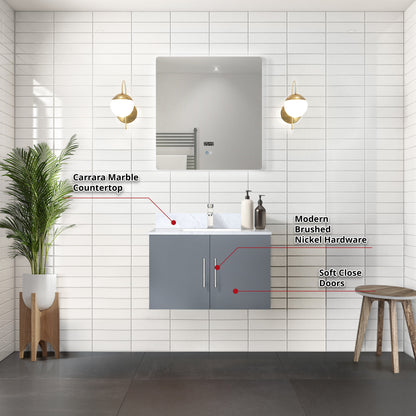 Geneva 30 in. W x 22 in. D Dark Grey Bath Vanity