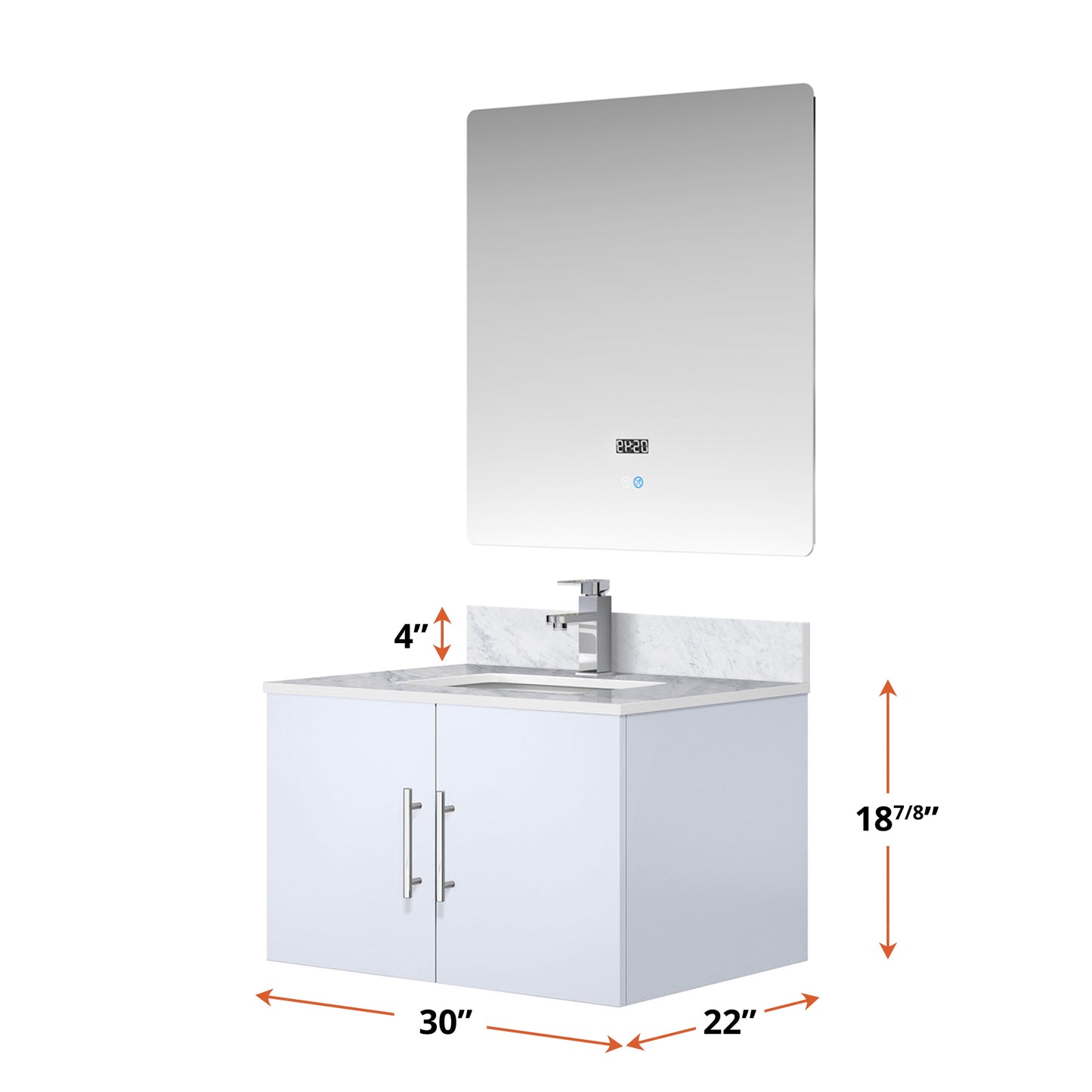 Geneva 30 in. W x 22 in. D Glossy White Bath Vanity