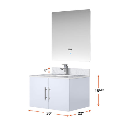 Geneva 30 in. W x 22 in. D Glossy White Bath Vanity
